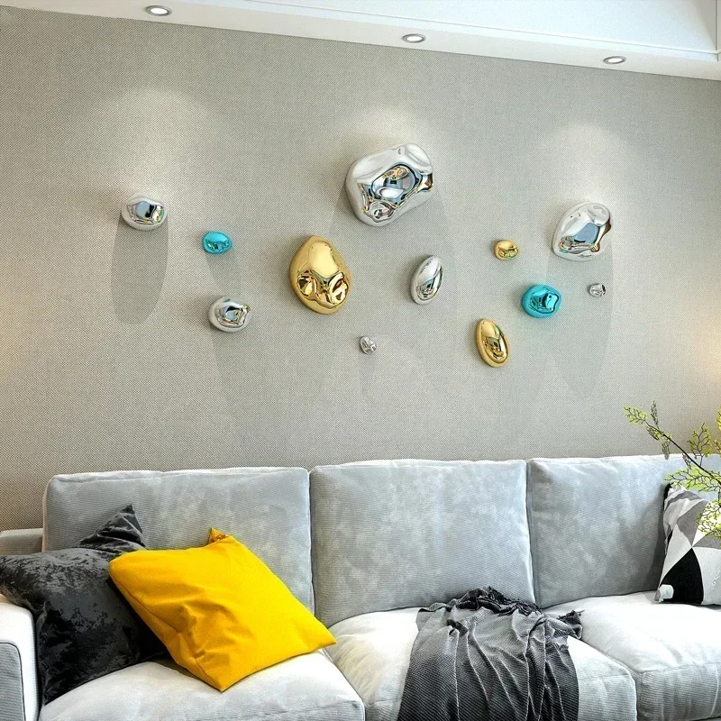 Living Room Wall Pendant Background Display Stereo Stone Wall Hanging Electroplating Simulation Stone Pendant Wall Decoration