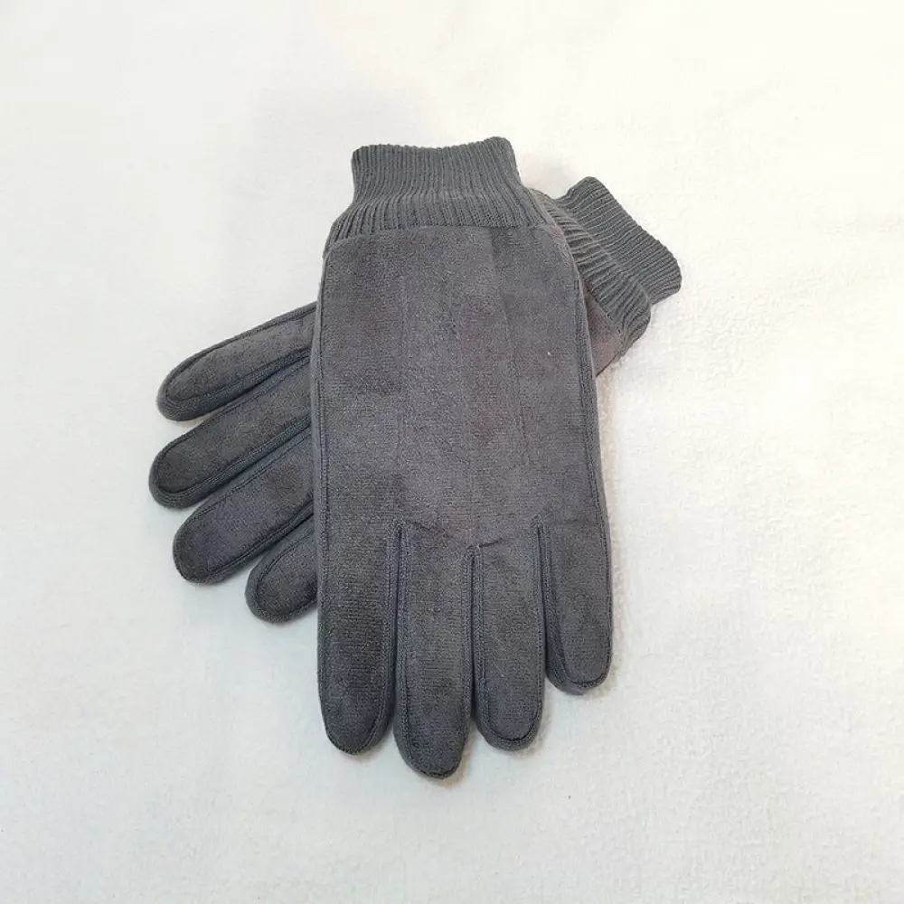 Warm Winter Mens Gloves Suede Thicken Fleece Lining Thermal Windproof Anti Slip Outdoor Cycling Driving Fashion Accessories