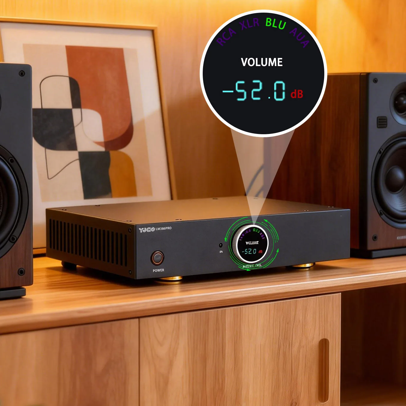 YJCO LM386 PRO HIFI Power Amplifier LM3886 68W×2 Bluetooth 5.4 QCC3084 LDAC USB PCM 24bit96K RCA XLR AUX Audio Amp