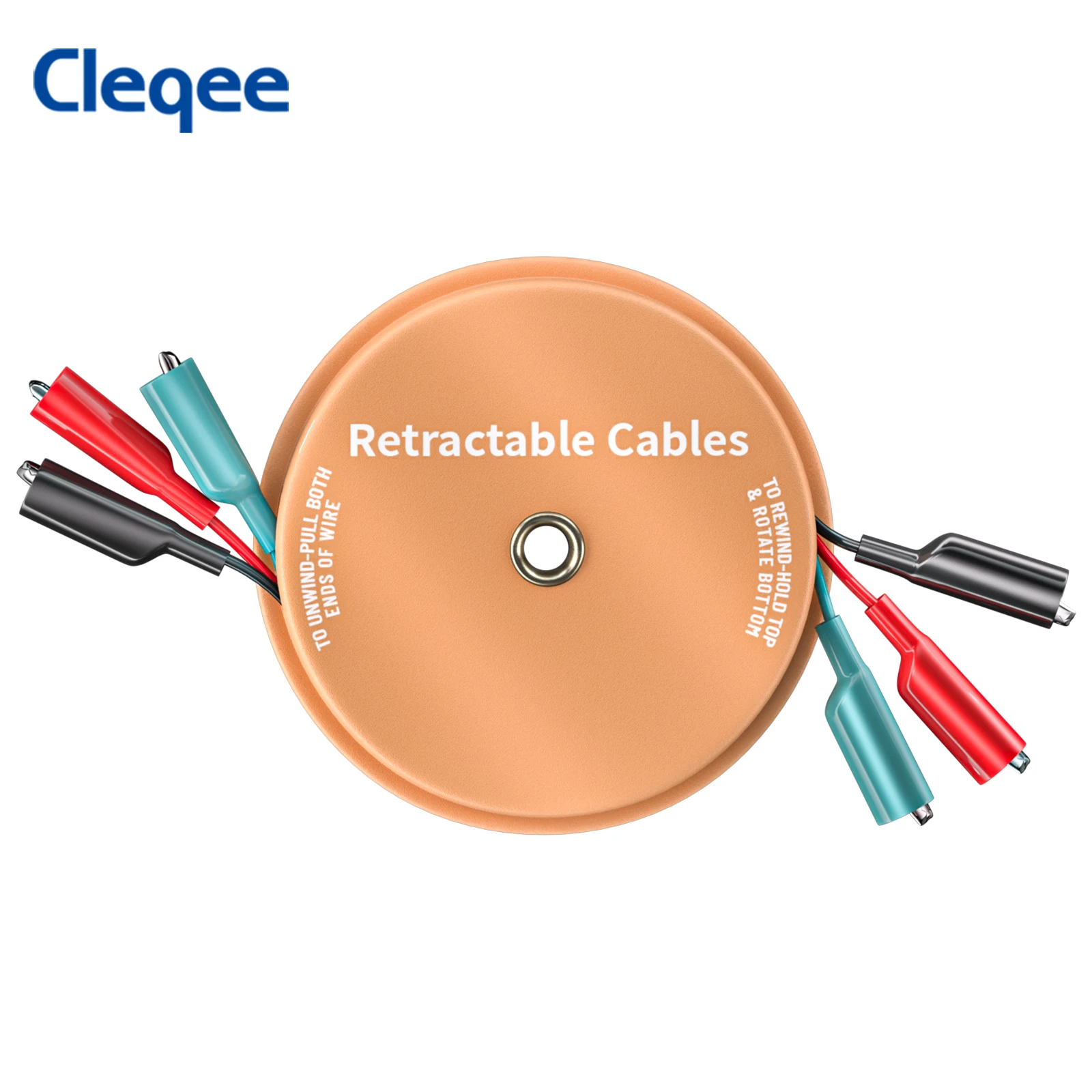 Cleqee Orange Retractable Test Leads with Alligator Clips or 4mm Banana Plugs Electrical Test Wires  for Circuit Troubleshooting