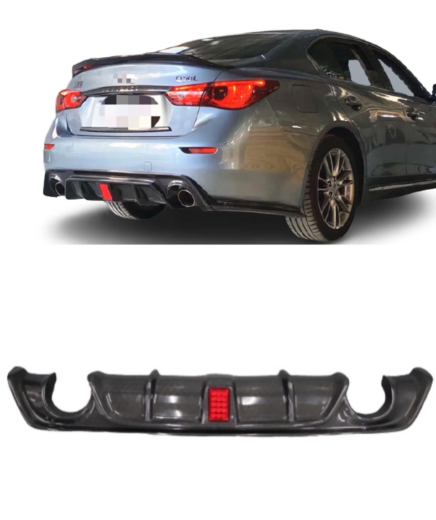 

High Quality Car Part Honeycomb Rear Diffuser Rear Bumper Lip Without Rear Corners For Infiniti Q60 Perfect Fitment