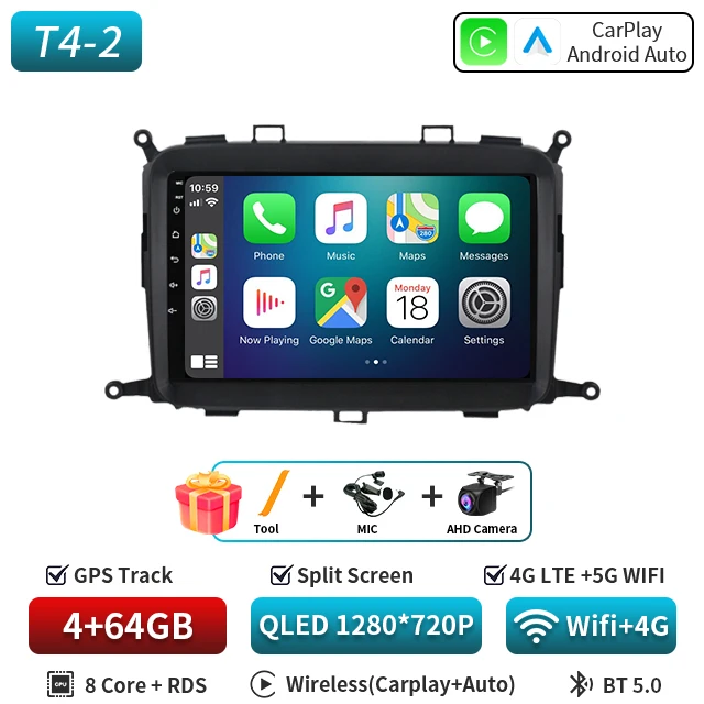 Android 16 WIFI + 4G Auto Carplay GPS Voor Kia Carens 2013 2014 2015 2016 2017-2019 Auto Radio multimedia Speler Navigatie Stereo