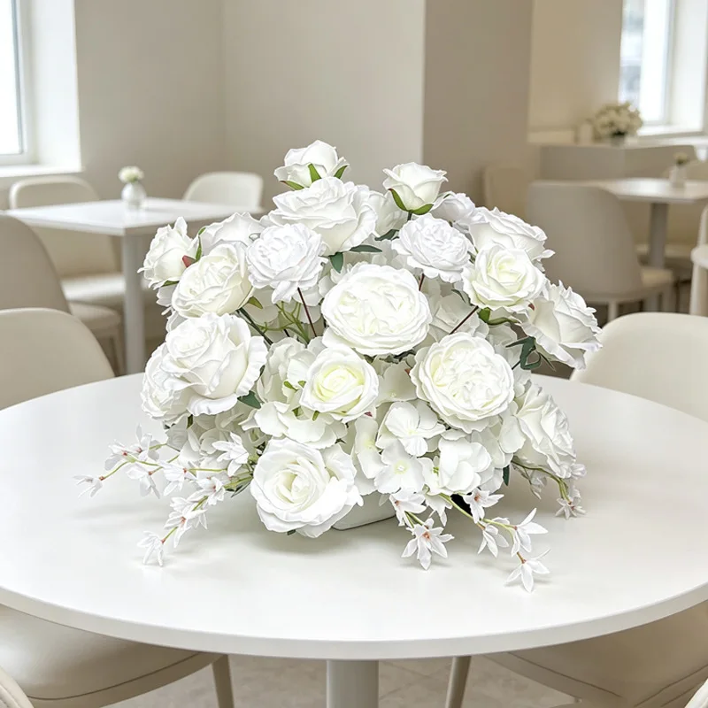 Künstliche Rosen-Hortensien-Blumenarrangement Hochzeitstisch-Mittelstück Seidenblumenball für Heimparty Bankett Esstisch Deko – Detail 1