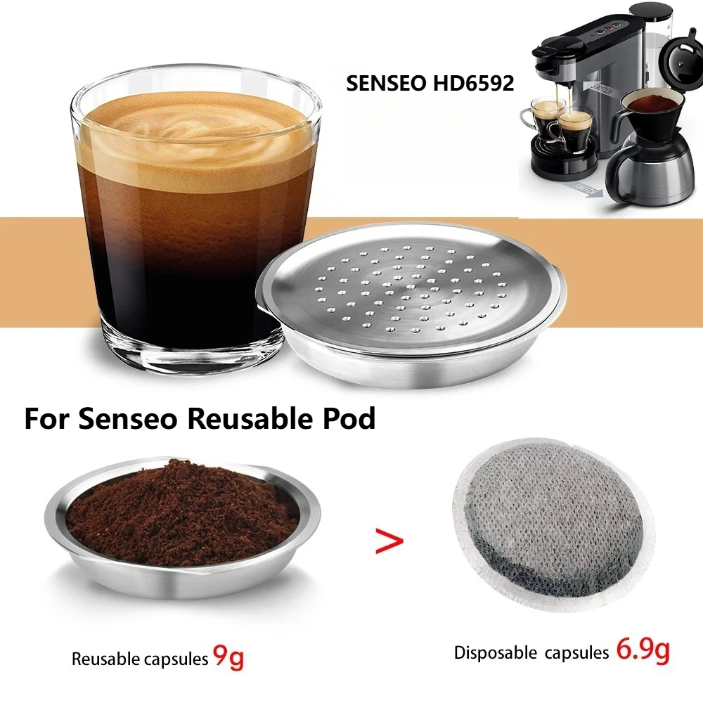 Wiederverwendbare Kaffeekapsel für Senseo Philips HD7801 & HD6592 System, nachfüllbarer Espresso-Kaffeepad-Filter, Crema-Maker