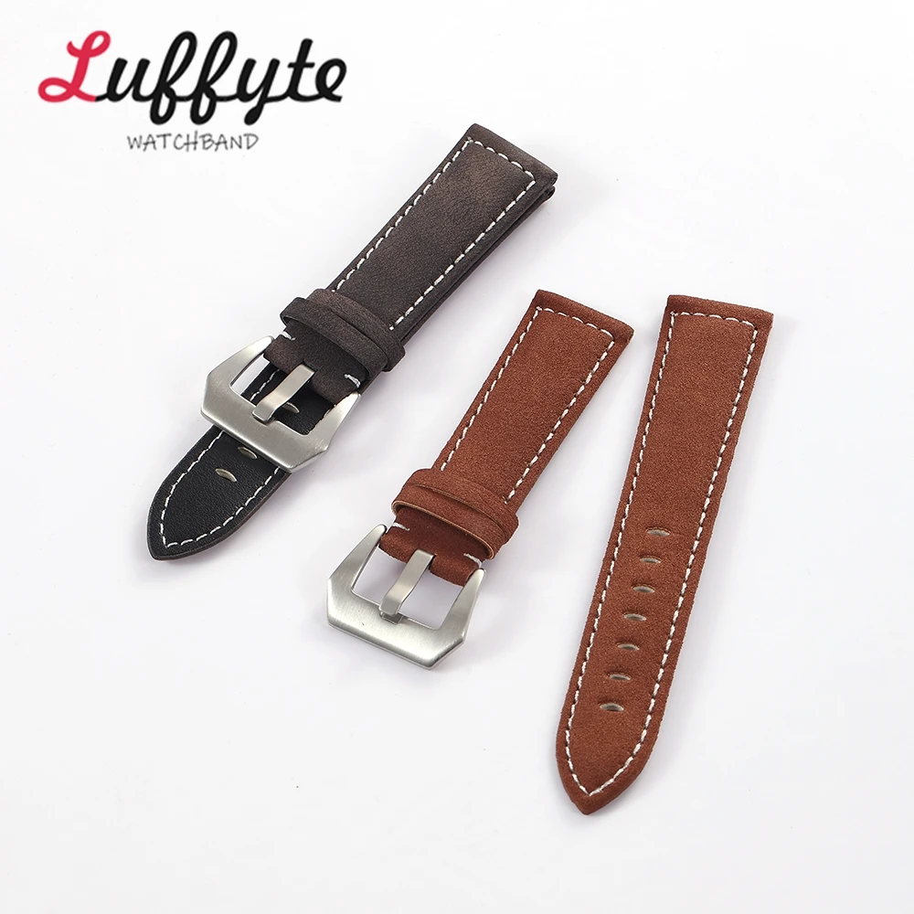 Vintage Faux Leather Watchband 18mm 20mm 22mm 24mm Rough Style Men Casual Watch Straps