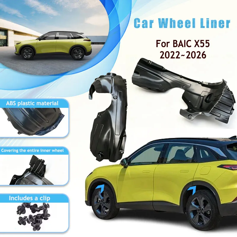 Car Wheel Liner Fender For BAIC Beijing X55 5 X6 Tiger Six C52X 2022-2026 ABS Left Right Wheel Mudguard Decorative Mu Side Panel