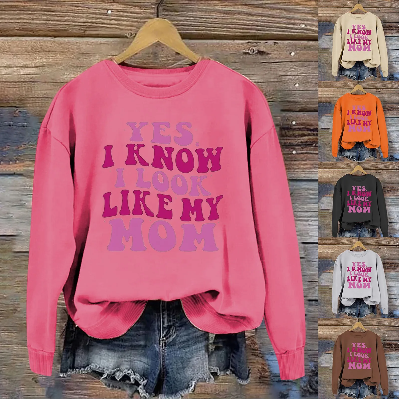 

Yes I Know I Look Like My Mom Sweatshirts Women's Funny Full Zip Athletic Jacket Cotton Blend Sweatshirt Women Ladies Sweatshirt