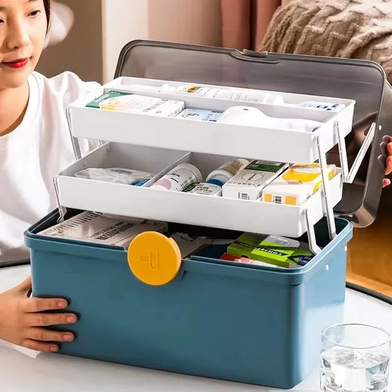 

Large Capacity Family Medicine Organizer Box Portable First Aid Kit Medicine Container Household Emergency Kit Boxes Travel
