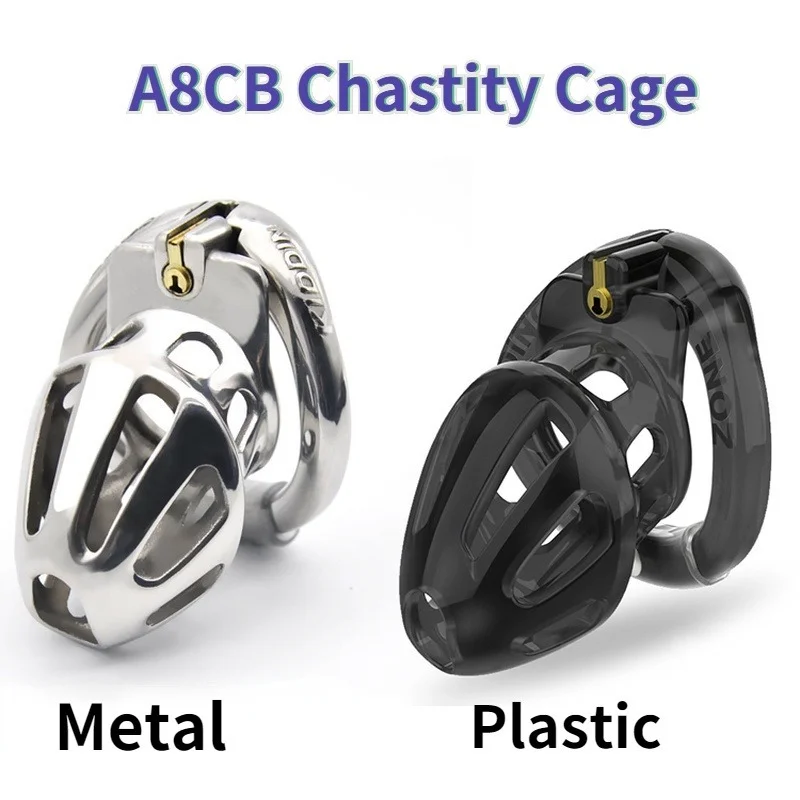 New Stainless Steel/plastic Openable Male Chastity Cage Device Cock Cage with 4 Size Penis Ring Chastity Lock Adult Sex Toy