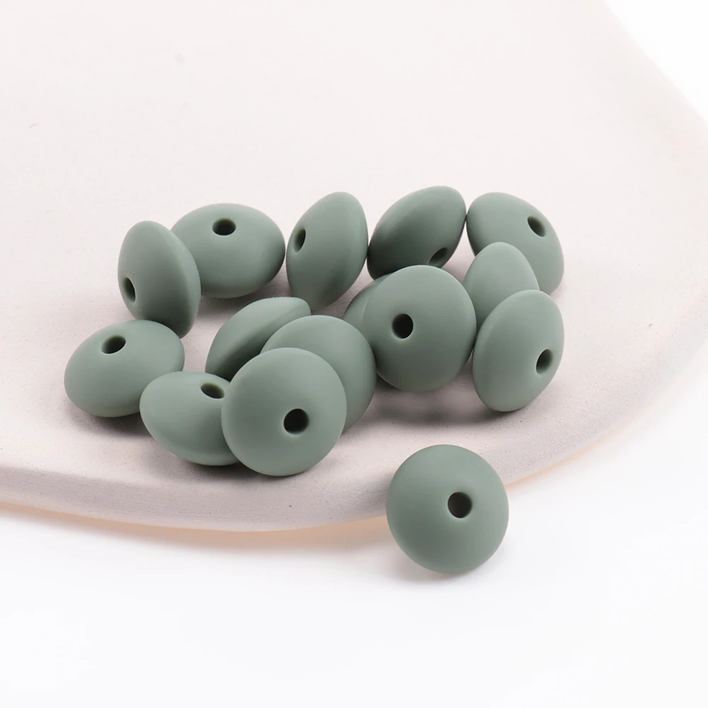 QHBC 100pcs 12*7mm Silicone Lentil Beads Babies Teether Accessories BPA Free Newborn Items Teething Necklace Pacifier Chain DIY