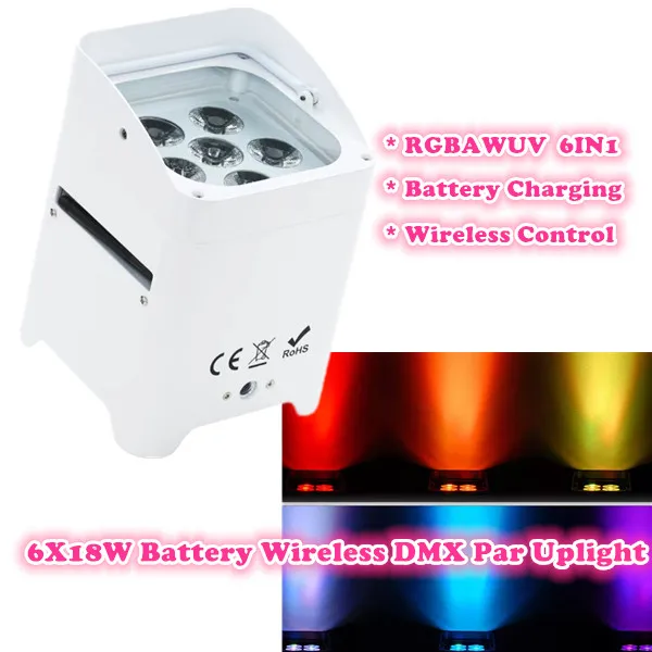 

(10pcs+1charging case)DJ uplighting battery powered dmx light 6x18w RGBWAUV led par light wireless