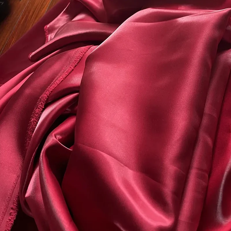 Burgundy Luxury Glossy Metallic Liquid Satin Fabric Galaxy Water Gloss Satin Fabric for Suit Clothing Designer Materia