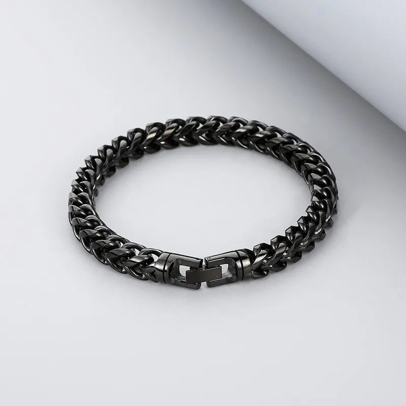 Rainbow Bbracelet 10mm Hip Hop Herringbone Chain Bracelet for Men Rock 316L Stainless Steel Multicolour Motorcycle Party Jewelry
