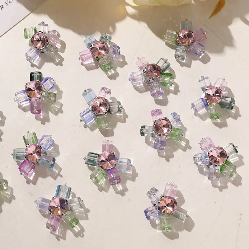 Shoe Clip 1 Piece Crystal Cube Candy Color Rhinestone Blossom Summer Sparkling Lightweight Versatile DIY for Clogs Jelly