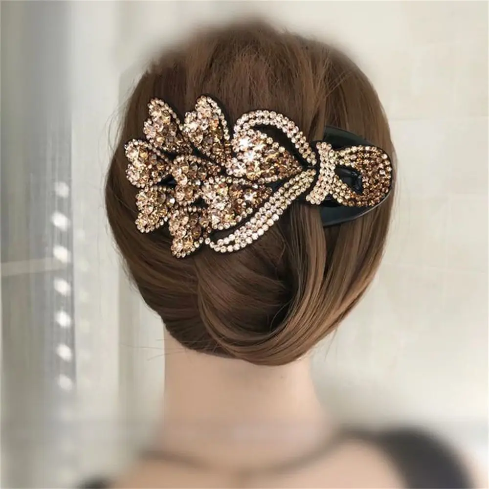 Moda strass fiore tornante donne grandi capelli artiglio rettangolo fermagli per capelli tornante fiori accessori per capelli strumenti per lo