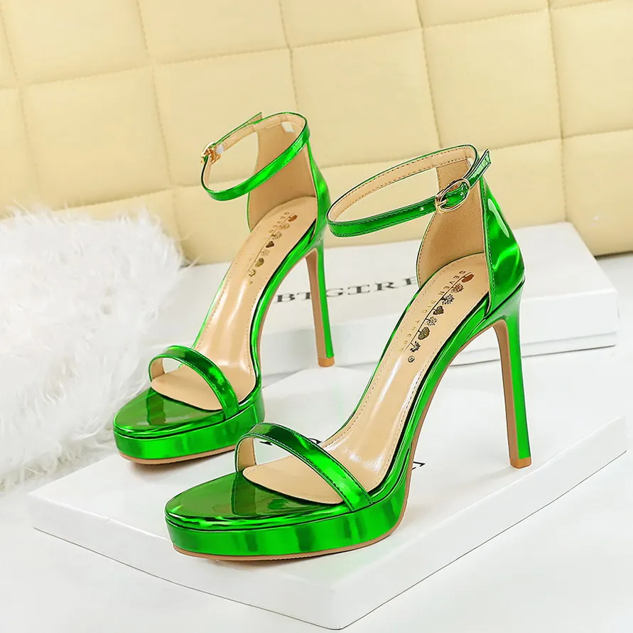 

Luxury Women 11.5 cm Heels Sandals Women pumps Peep Toe High Heels Patent leather Stiletto Lady Sandals Summer Shoes Platform