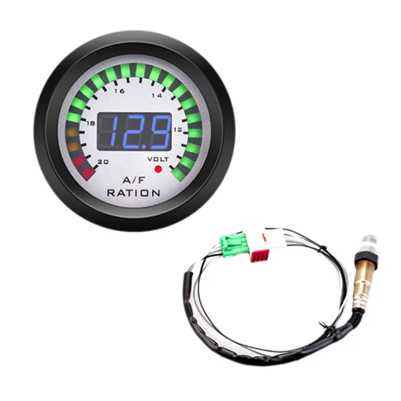 

B07A-автомобильный цифровой дисплей, датчик соотношения воздуха и топлива, 52 мм, измеритель AFR, вольтметр 2IN1, 12 В, узкополосный датчик кислорода O2, измеритель