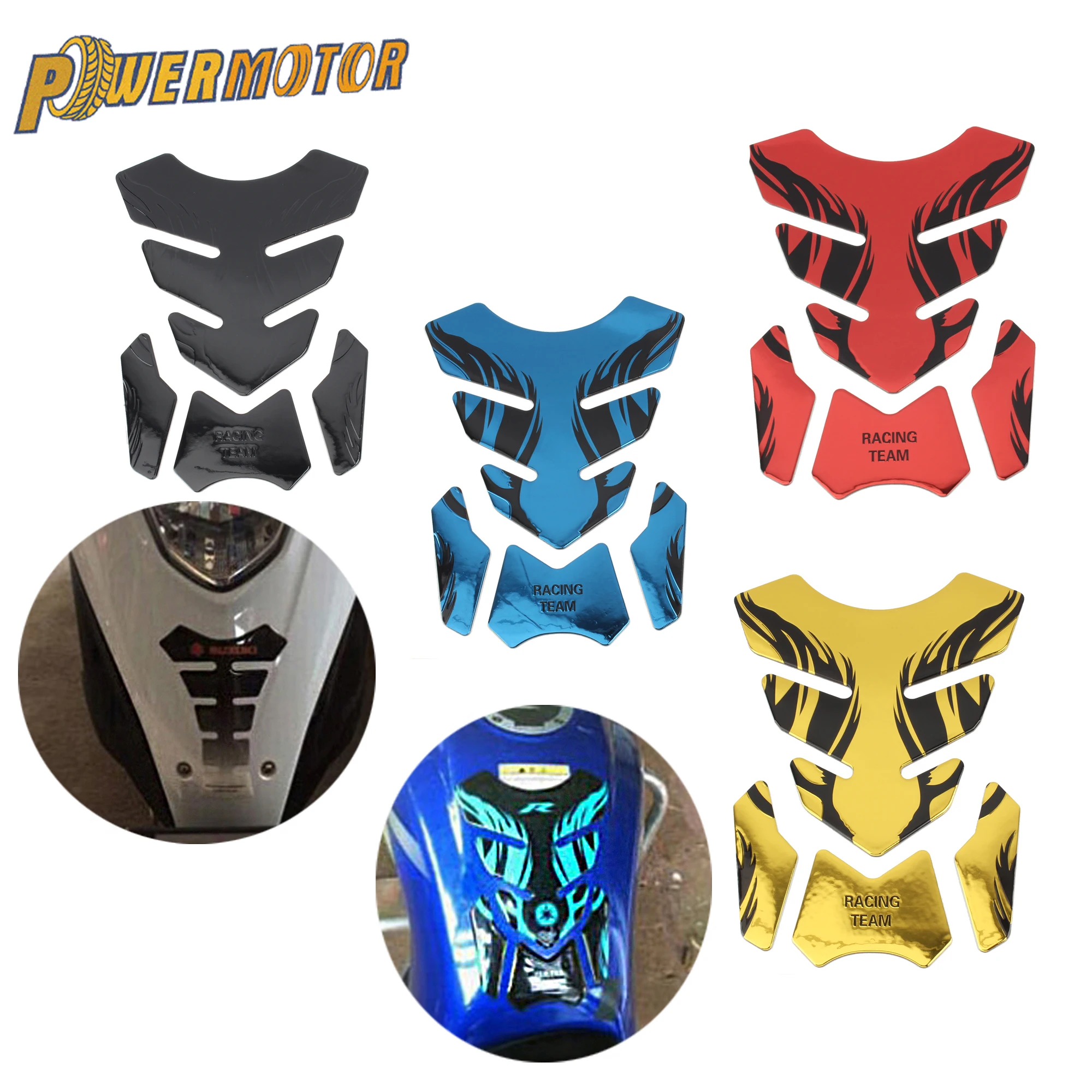 

Powermotor For Honda Yamaha Motorcycle Tankpad Sticker Fishbone 3D Tank Pad Stickers Decoration Universal Moto Accessories