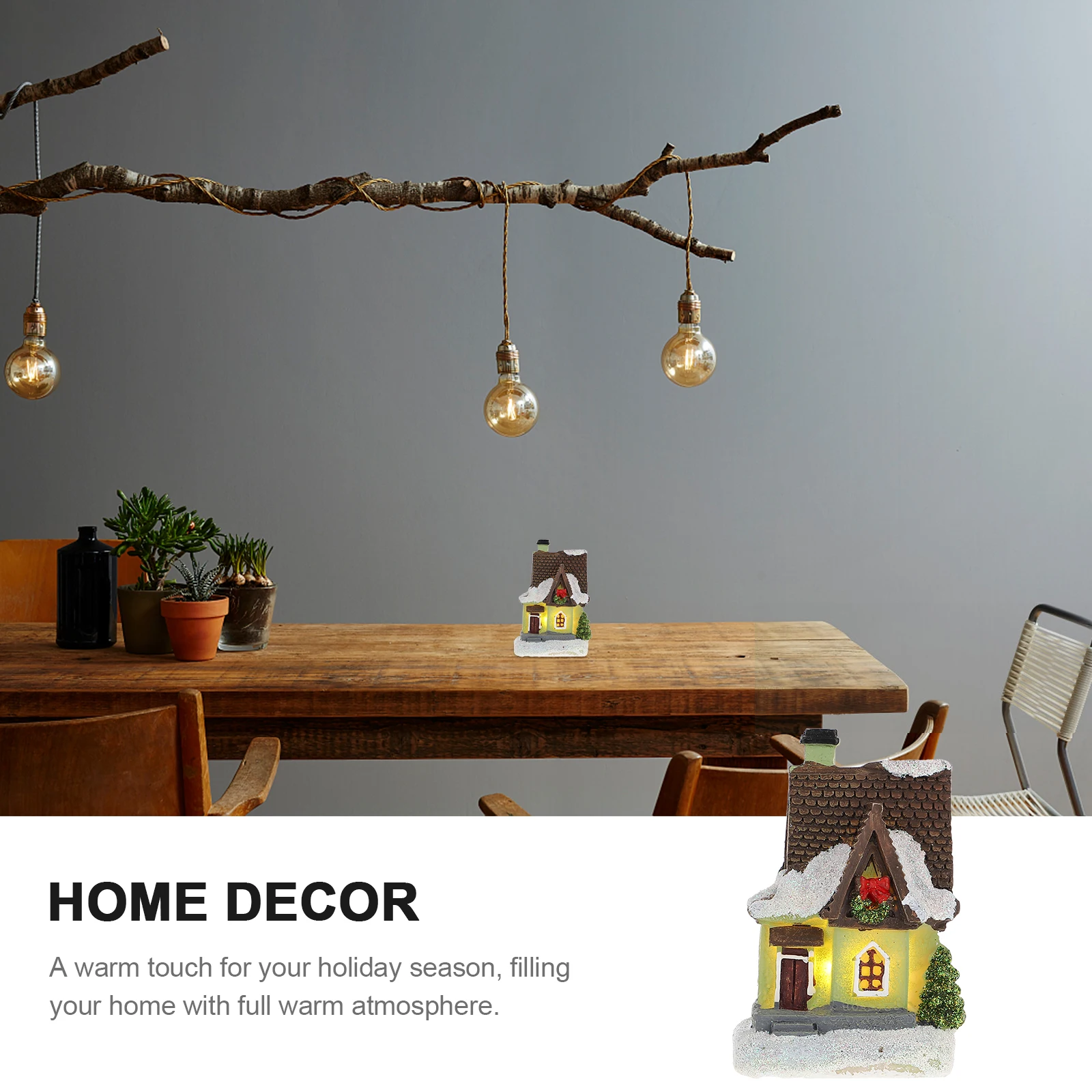

Christmas Resin Statue Light Up Mini Dollhouse Christmas Miniature House Operated Miniature House For Kids Educational