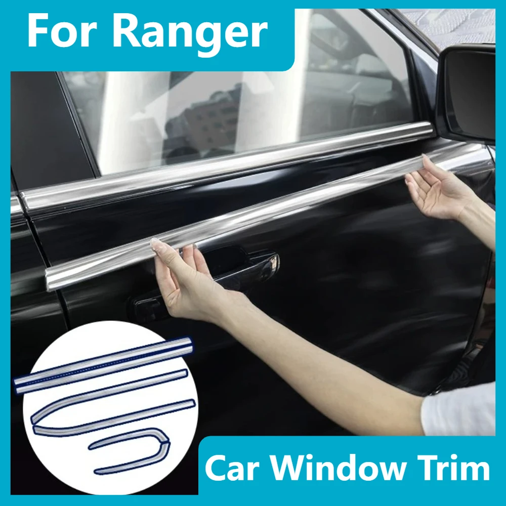

For Ranger Car Stainless Steel Window Trim Body Side Molding Silver Black Anti-scratch Stylish Decor Exterior Auto Accessories