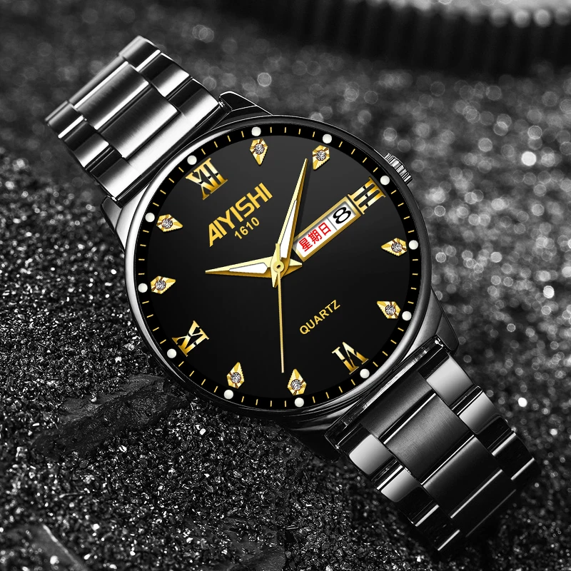 New Men\'s Casual Watch Non-mechanical Steel Waterproof Men\'s Watch Steel Band Luminous Women\'s High-end Luxury Man Quartz Watch