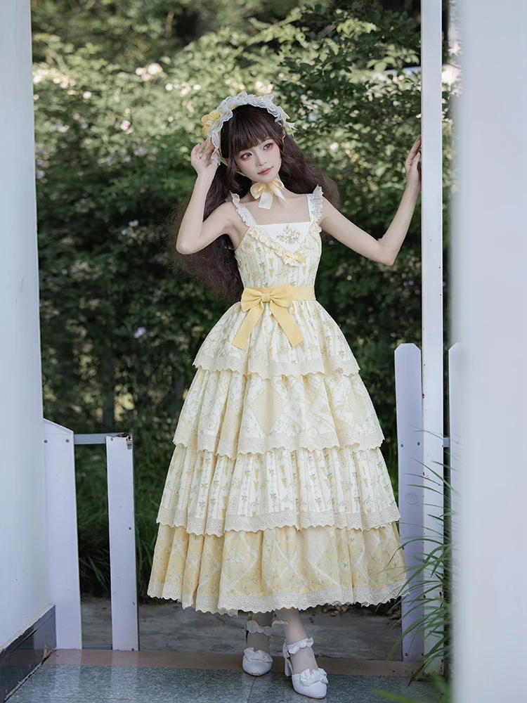 Sweet Pastoral Style Printed JSK Large Swing Lolita Dresses Summer