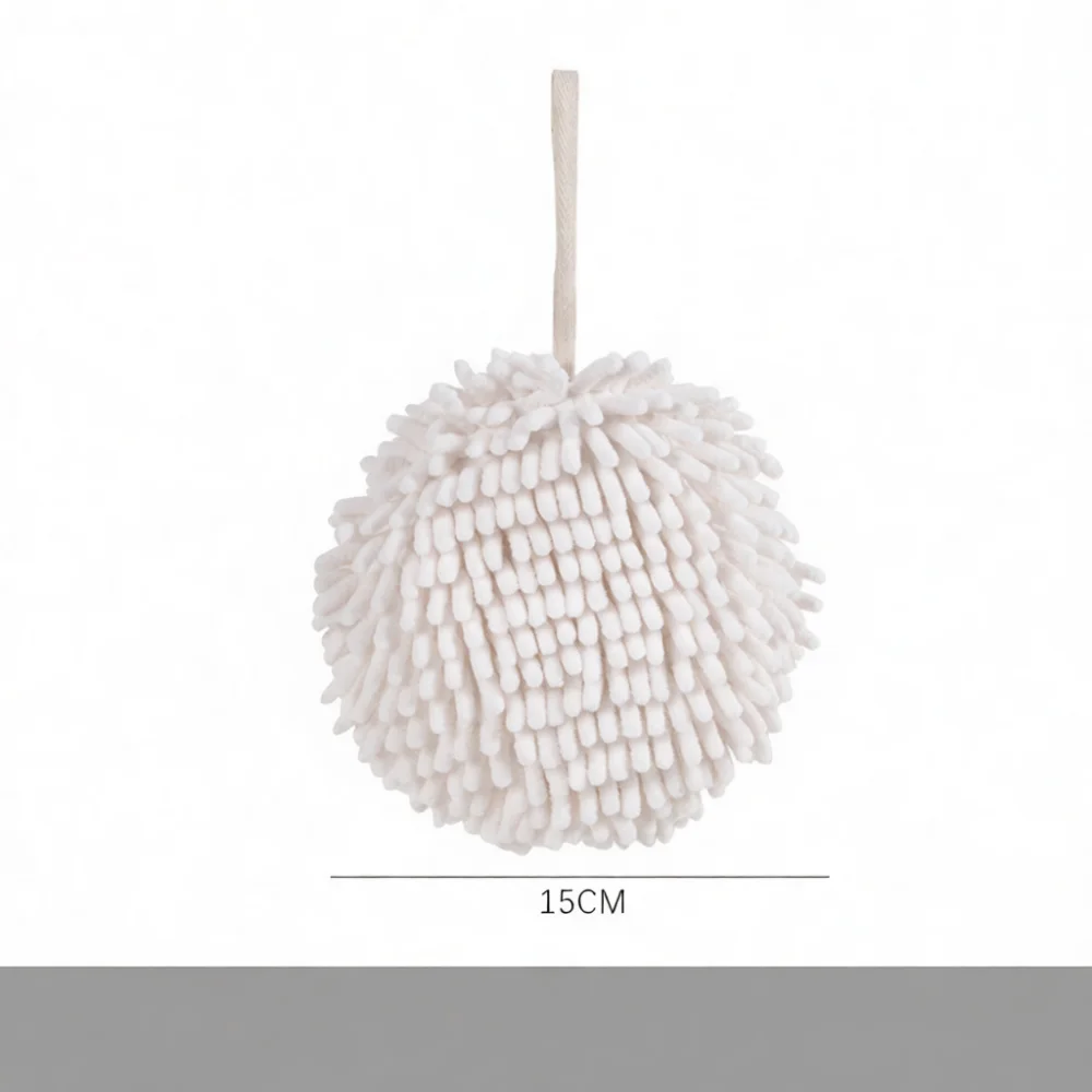 Efficient Chenille Hand Towel Ball Hanging Type Absorbent Quick Dry Washbasin Napkin For Home Kitchen Bathroom White Blue