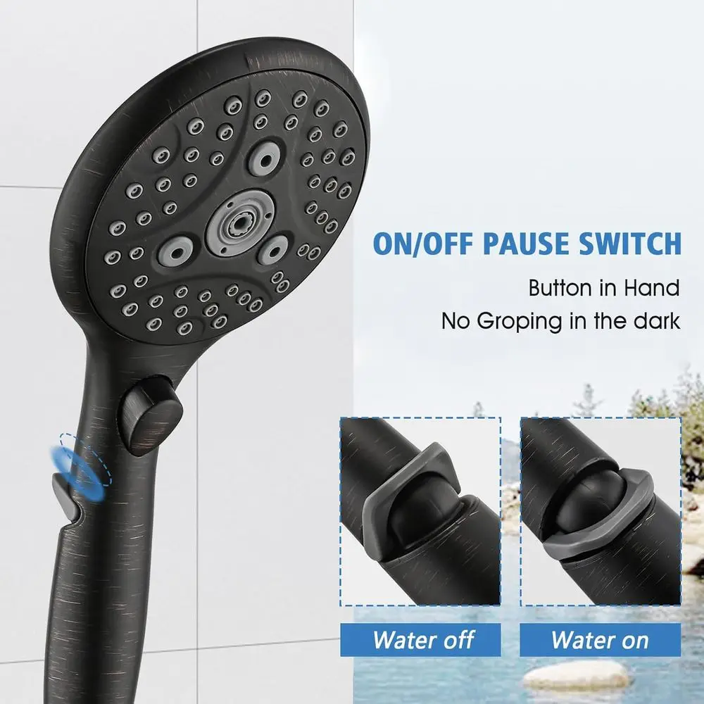 صنبور حوض استحمام برونزي مطلي بالزيت مع ميزة دش محمولة مكونة من 6 إعدادات