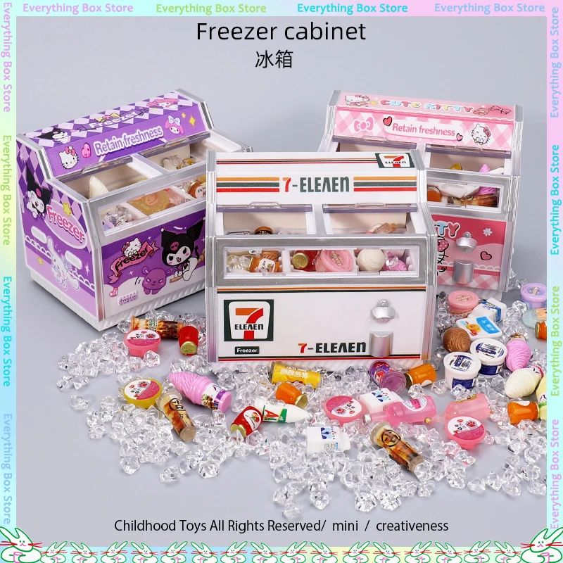 

Miniature Simulation Children'S Grocery Store Ice Cream Beverage Fridge Dollhouse Scene Model Decorative Toy For Kids