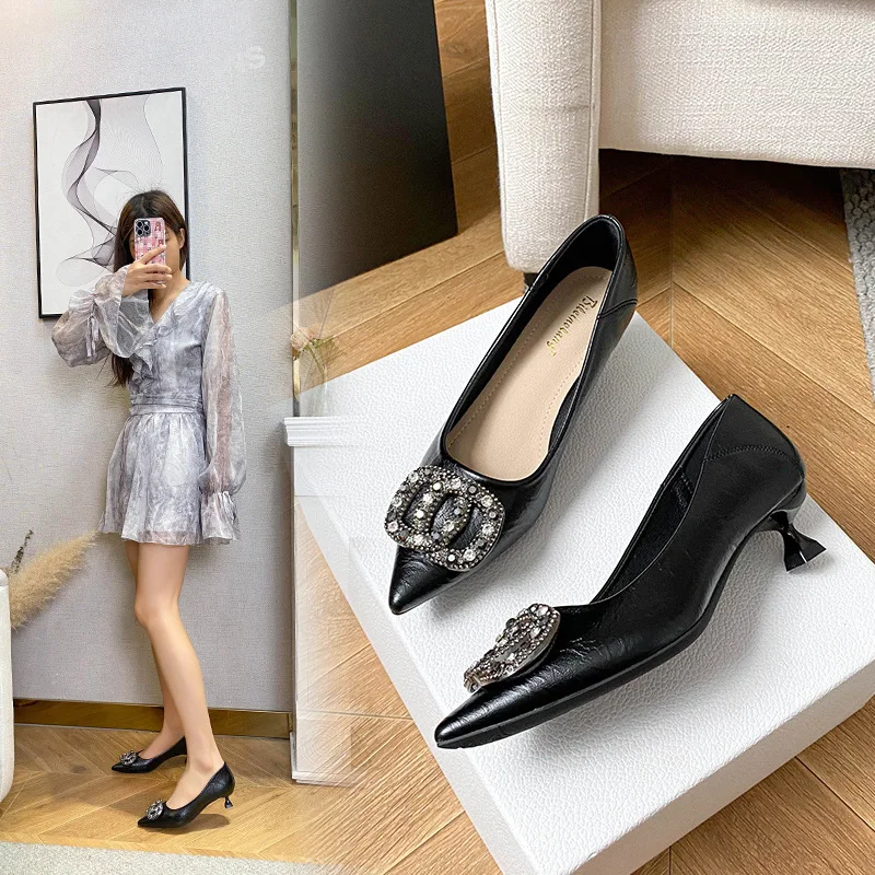 

Chunky Heel Women Pumps Square Toe Soft Leather Comfortable Work Shoes Spring Autumn New Fashion