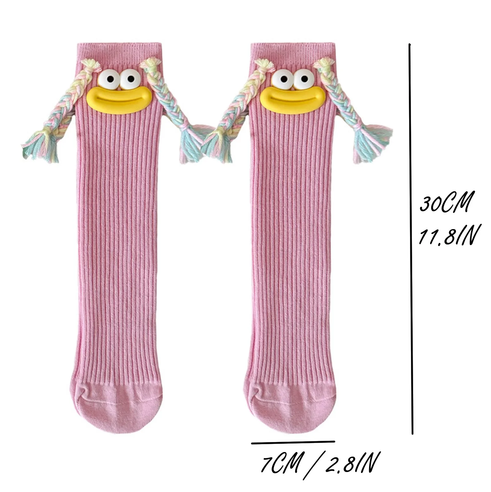Frau Mittlere Länge Kawaii Cartoon Bunte Socke Mädchen Großen Mund Zöpfe Lustige Baumwolle Lange Socken Weibliche Nette Über Knie Hohe Strümpfe – Detail 16
