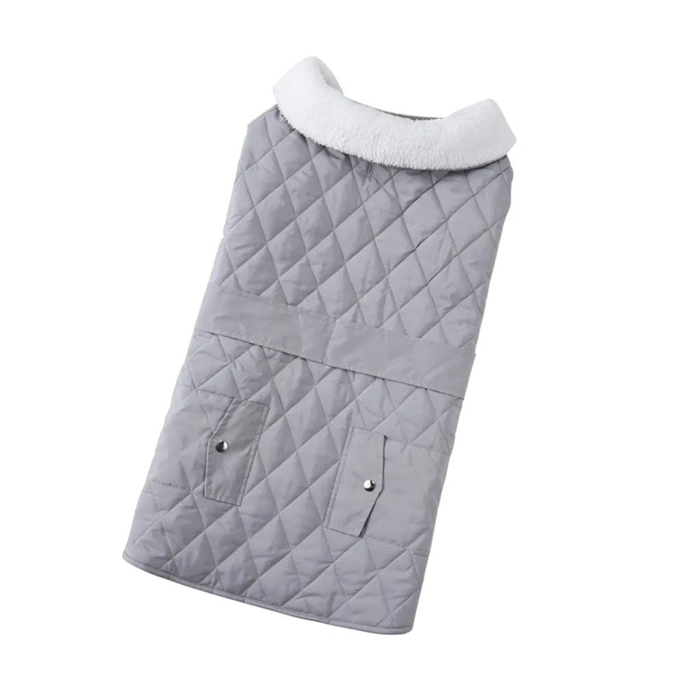 

Winter Coat Warm Stylish Clothes Puppy Outfit Light Grey Windproof Travel Pet Clothes Dog Sweater Durability Comfort Polyester