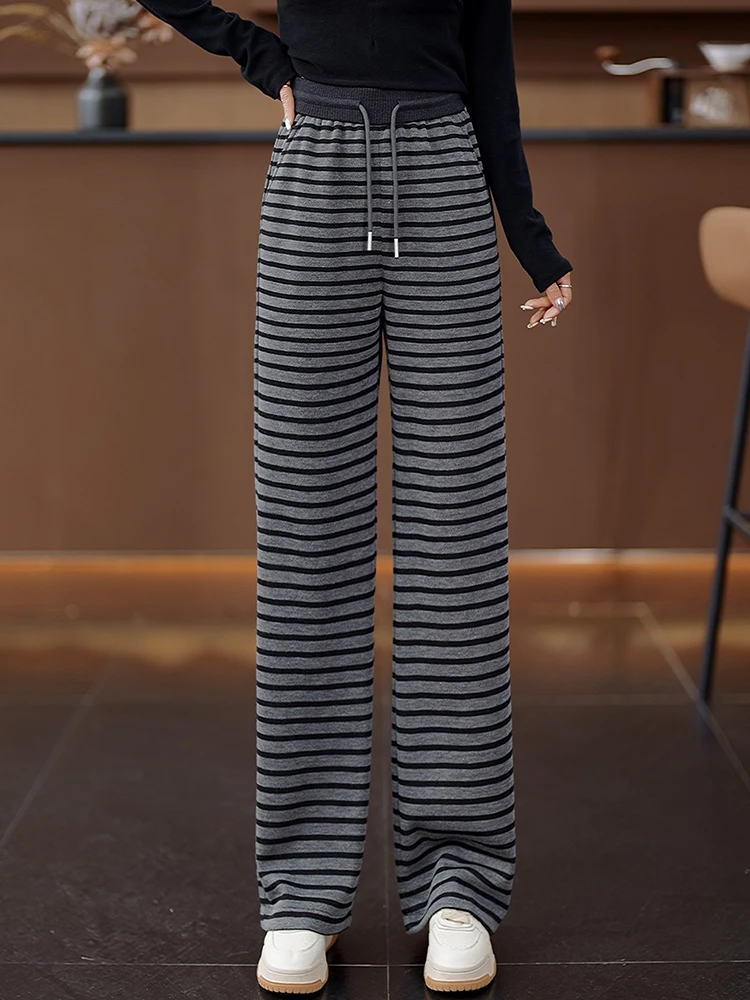 

High Waist Draped Loose Women's Striped Wide Leg Pants Spring Autumn New Style Korean Style Casual Loose Lazy Style Slimming ...