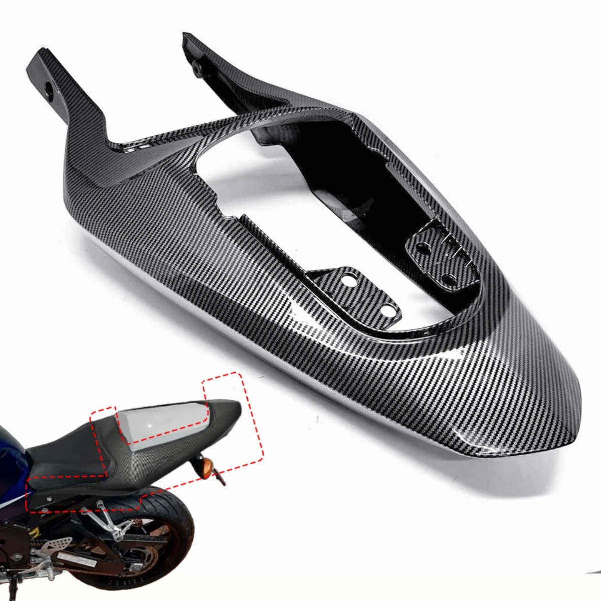 Carbon Fiber Pattern Rear Upper Tail Seat Fairing Cover Cowl for suzuki gsxr gsx-r 1000 2003-04