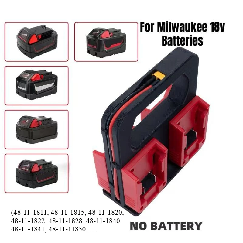 

Battery Expander Basket w/XT60 Adapter port for Milwaukee 18V 4 Slot Battery Caddy Carrying Case Battery Holder