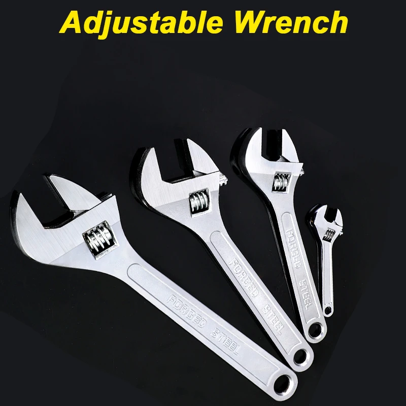 

Adjustable Wrench Universal Spanner Clamp Large Openin Long Handle Repair Tools Steel Mechanical Workshop Hand Repair Tools