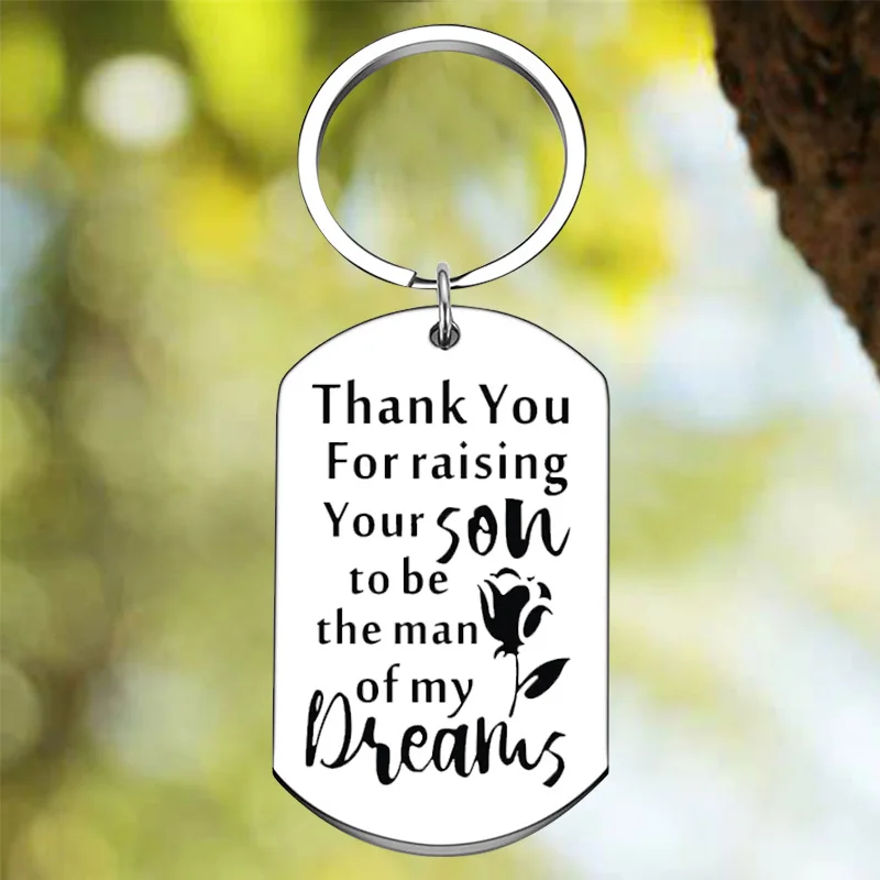 New Mother-in-law Gifts Keychain Pendant Thank You For Raising Your Son Key Chains Thanksgiving Day Gift