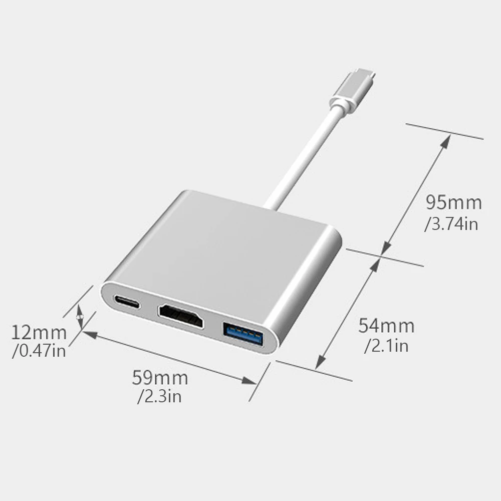 3 in 1 Usb Hub USB C to HDMI-compatible Splitter HUB Type-c to HDMI-compatible USB3.0 Docking Station For Macbook Air Converter image 6