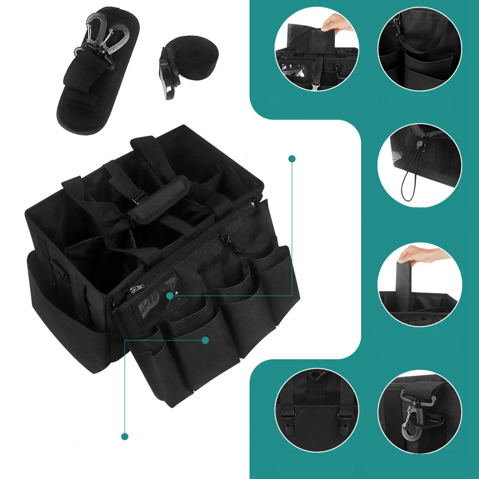 Organizador De Armazenamento De Limpeza Portátil Wearable, Multi Bolsos, Fornecimento Para Esgoto, Lavagem De Carro