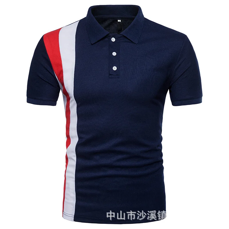 2024 Foreign Trade Men's Polo Shirt Short Sleeve Spliced Casual Polo Men's Summer Casual Polo Shirt Top