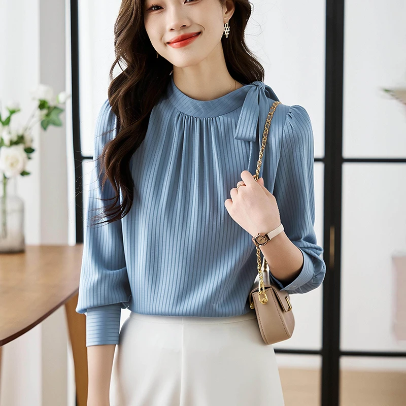 

New elegant Women chiffon Blouses ladies shirts Blusas Mujer Long Sleeve Shirts causal Tops