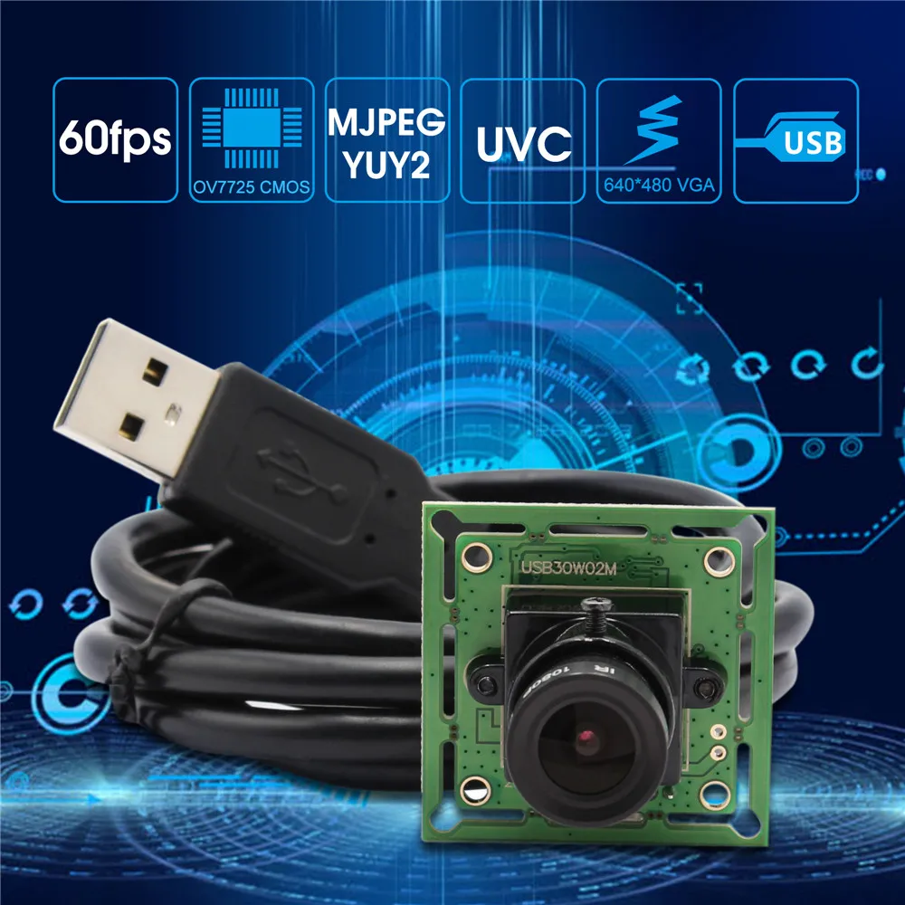 0.3MP USB VGA Camera Module 640x480 60FPS 32x32mm 26x26mm usb video camera  -USB30W02M-L36