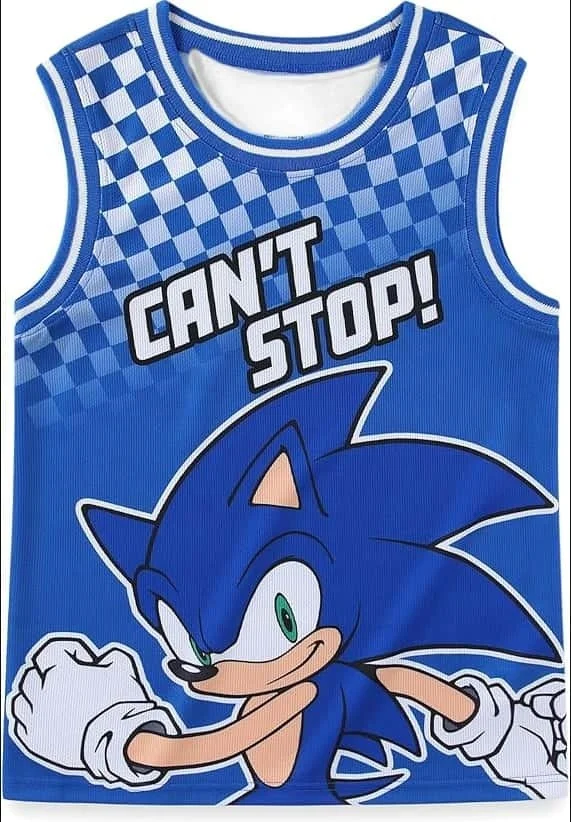 Who Knows! Sonic Anime Basketball Shirt Summer Adult Children's Tank Top Shorts Set Breathable Quick Drying Parent Child Size