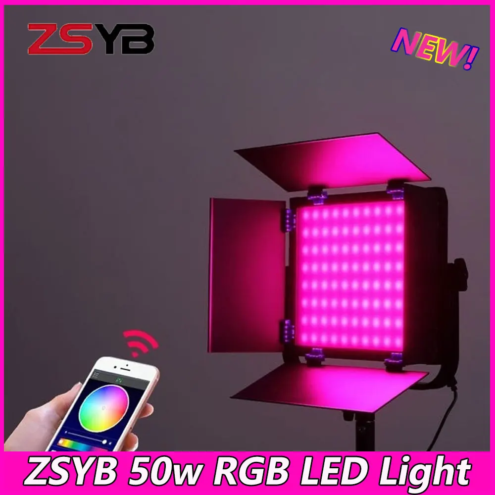 

ZSYB 50w 3200-5600k RGB LED Panel Light Photography Light App Control 15 Special Effects For Youtube Tik tok Outdoor Shooting