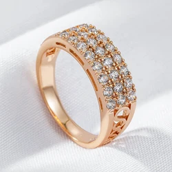 Wbmqda Sparkling Full Zircon Ring For Women 585 Rose Gold Color Romantic Wedding Engagement Accessories Best Jewelry Gift