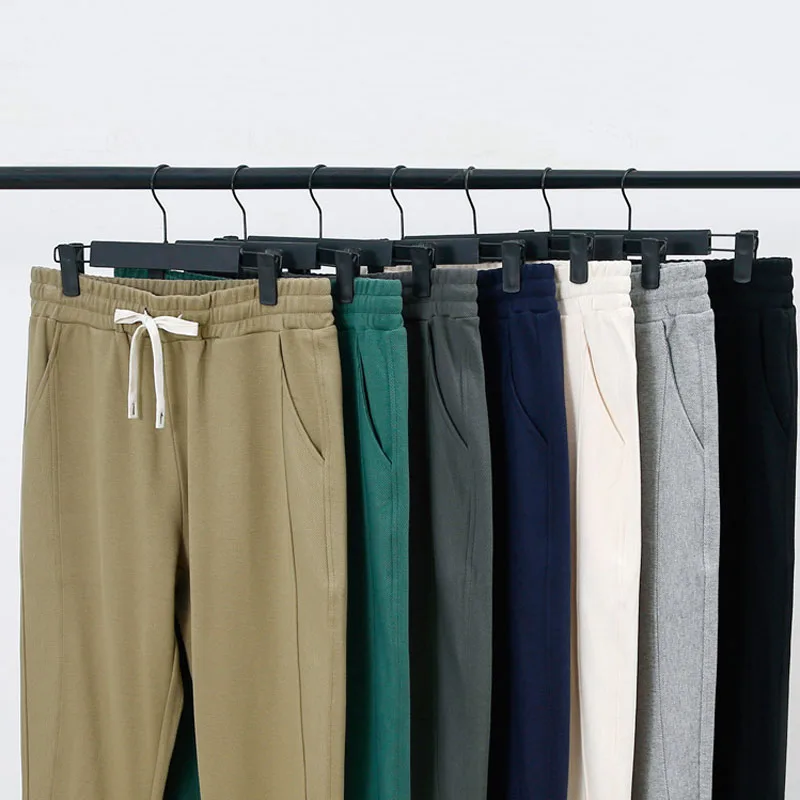 

2025 мужские высококачественные хлопковые спортивные штаны с эластичной резинкой на талии, повседневные брюки, однотонные мужские брюки, мужские спортивные штаны для бега MY873