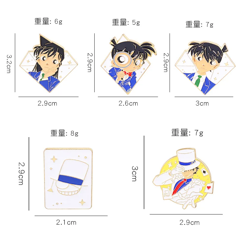 Anime giapponese Detective Conan smalto spille Cartoon Kudou Shinichi Mouri Ran spilla borsa risvolto distintivo gioielli regalo per bambini amici