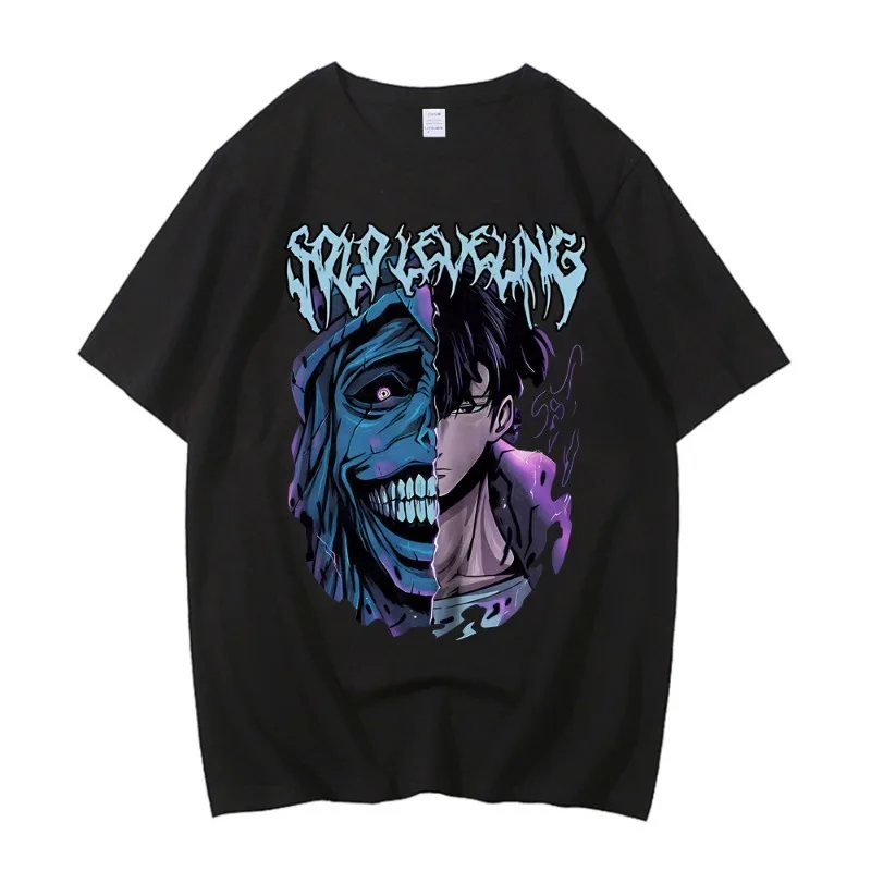 

Summer Anime Cartoon Solo Leveling Arise Oversized Tee Women Men Cotton Y2k Short Sleeves Streetwear Hip Hop Streetwear Tops Tee