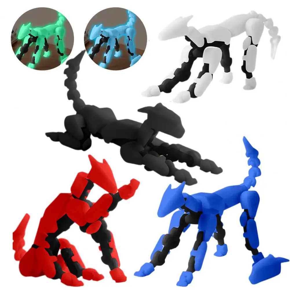 3D Printed Hound Action Figure Multi-jointed Movable Robot Dog Model Articulated Animal Figurine Desktop Decoration Gift