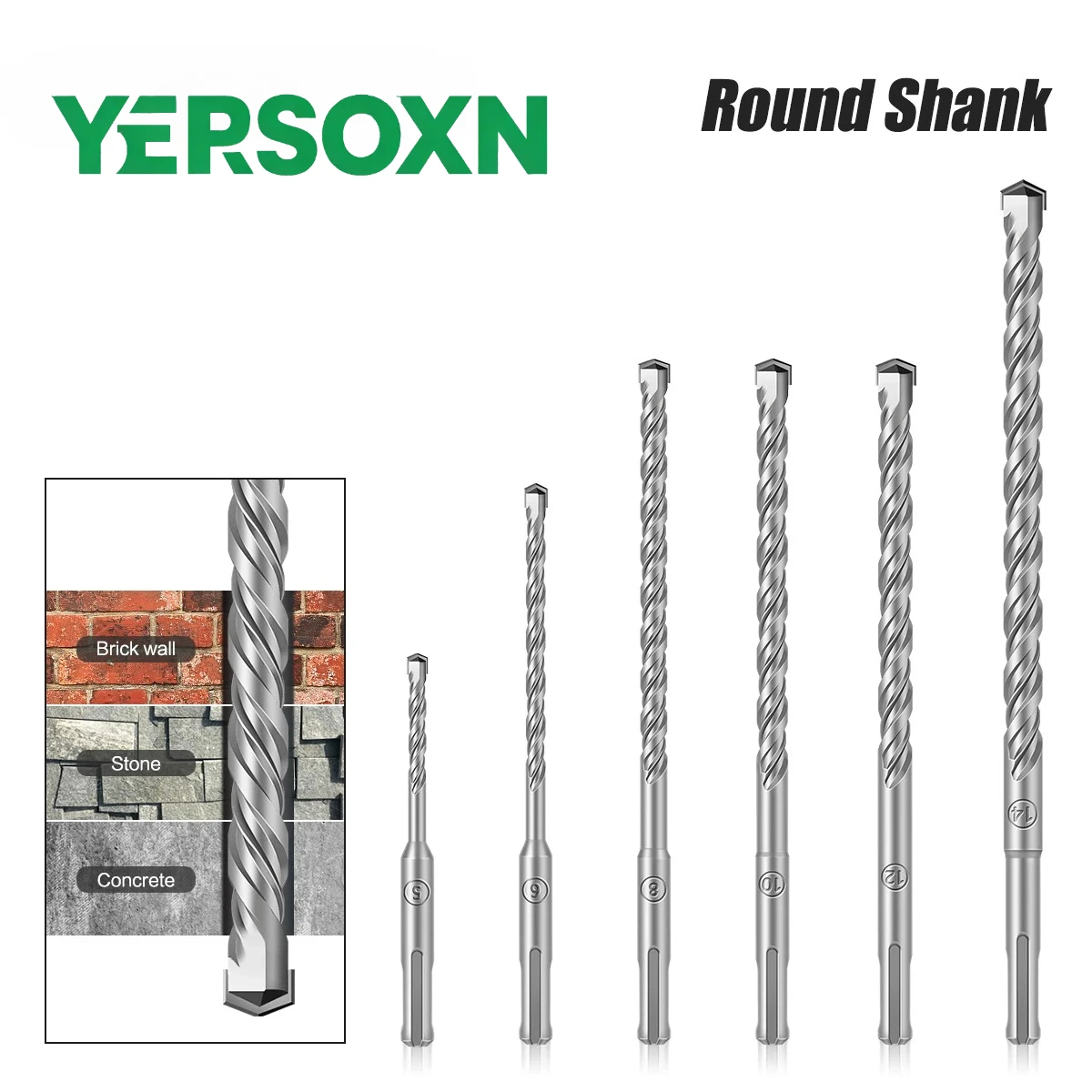 4-19PCS Electric Hammer SDS Plus Drill Bit Set Hex Shank 8-12mm Hole Saw Drilling Bits for Wall Concrete Brick Masonry Bits